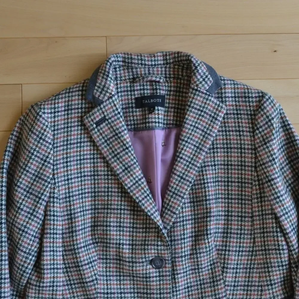 Talbots Tweed Blazer Suit Jacket Size 10 Pink Black